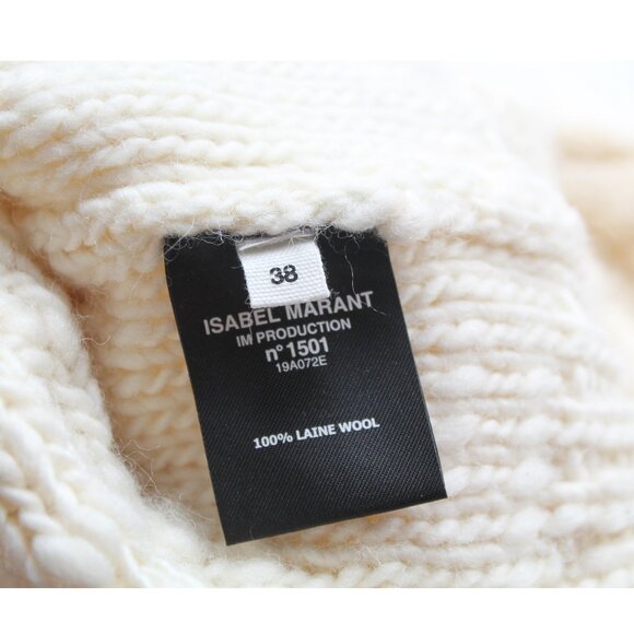 Isabel Marant Étoile Ryder Bouclè Trim Cable-Knit Wool Sweater / FR 38 / Cream - Picture 10 of 10